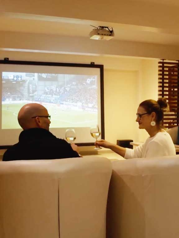 Bar cinema guests toasting